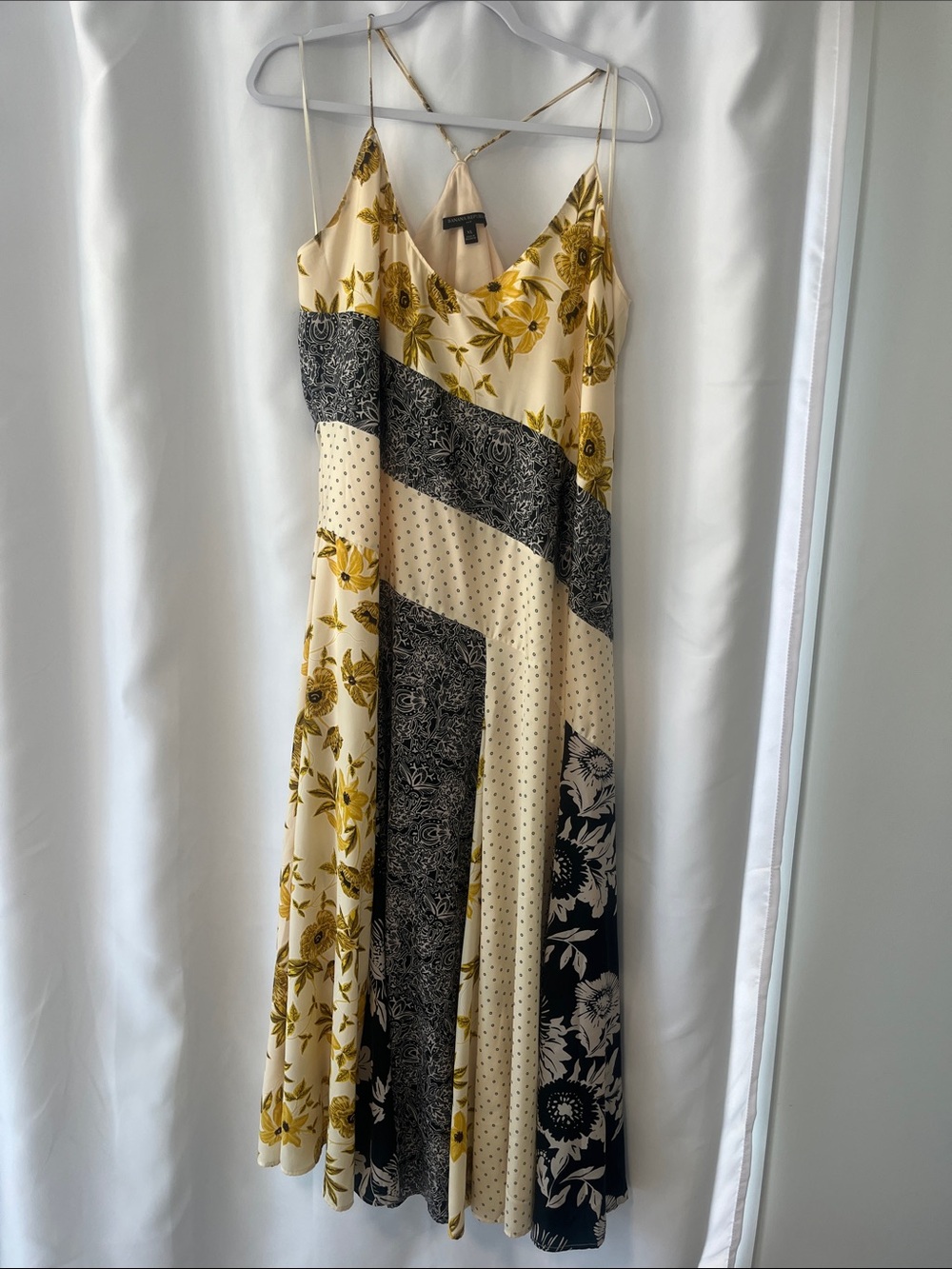 Banana Republic Cream & Yellow Floral Patchwork Maxi Dress